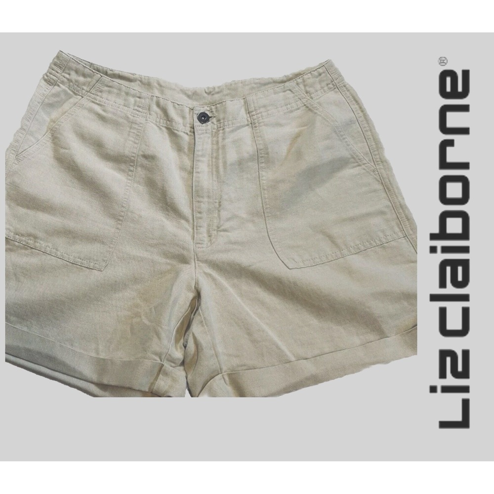 Liz Wear Liz Claiborne Linen & Cotton Shorts Women's - Size 14 - Ivory - Pockets